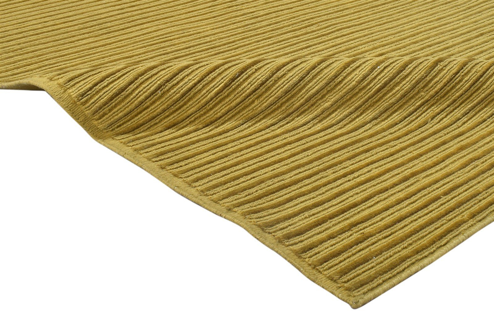 Gold Wool Rug 5' X 8' Modern Hand Knotted Scandinavian Striped Room Size Carpet 