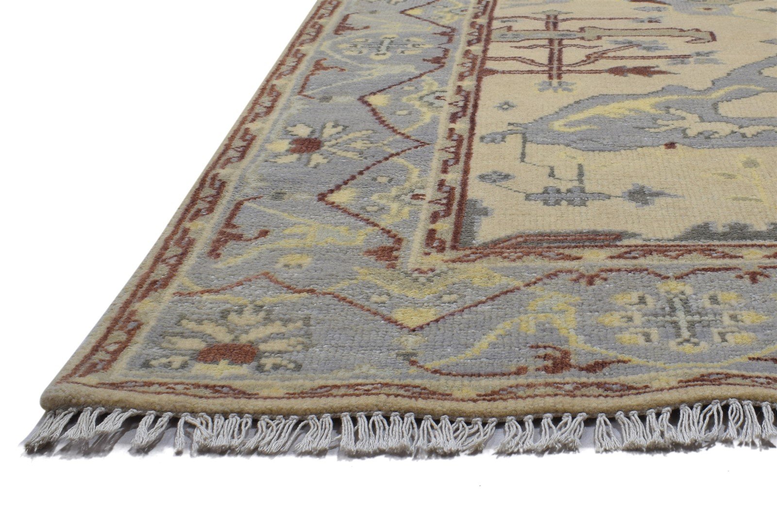 Wool Cream Rug 5' X 8' Persian Hand Knotted Oushak Oriental Room Size Carpet 