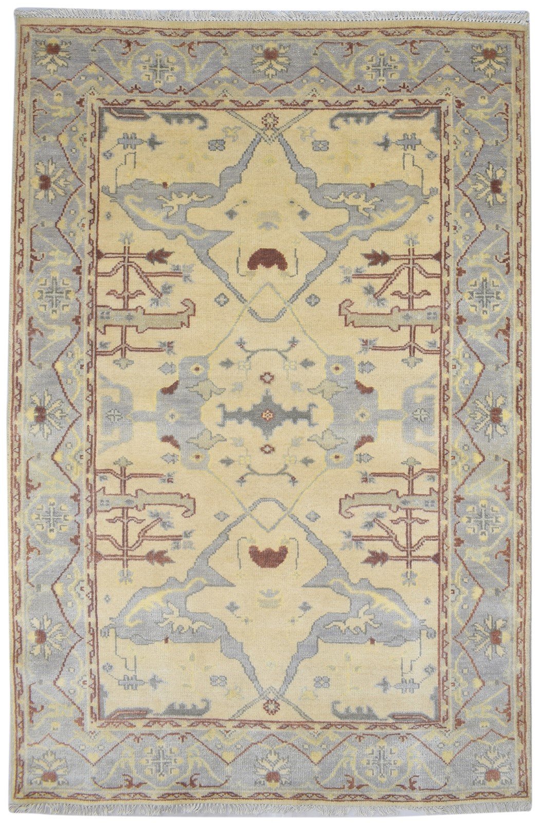 Wool Cream Rug 5' X 8' Persian Hand Knotted Oushak Oriental Room Size Carpet 