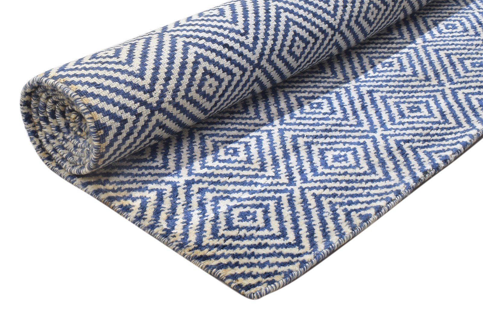 Grey Wool / Silk Rug 4X6 Modern Hand Woven Scandinavian Diamond Room Size  Area Rug 