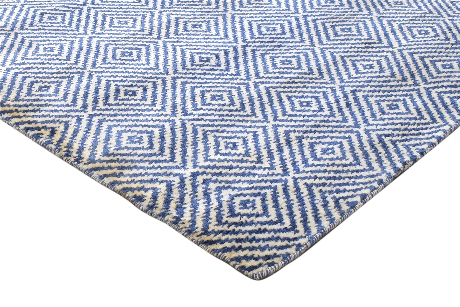 Grey Wool / Silk Rug 4X6 Modern Hand Woven Scandinavian Diamond Room Size  Area Rug 