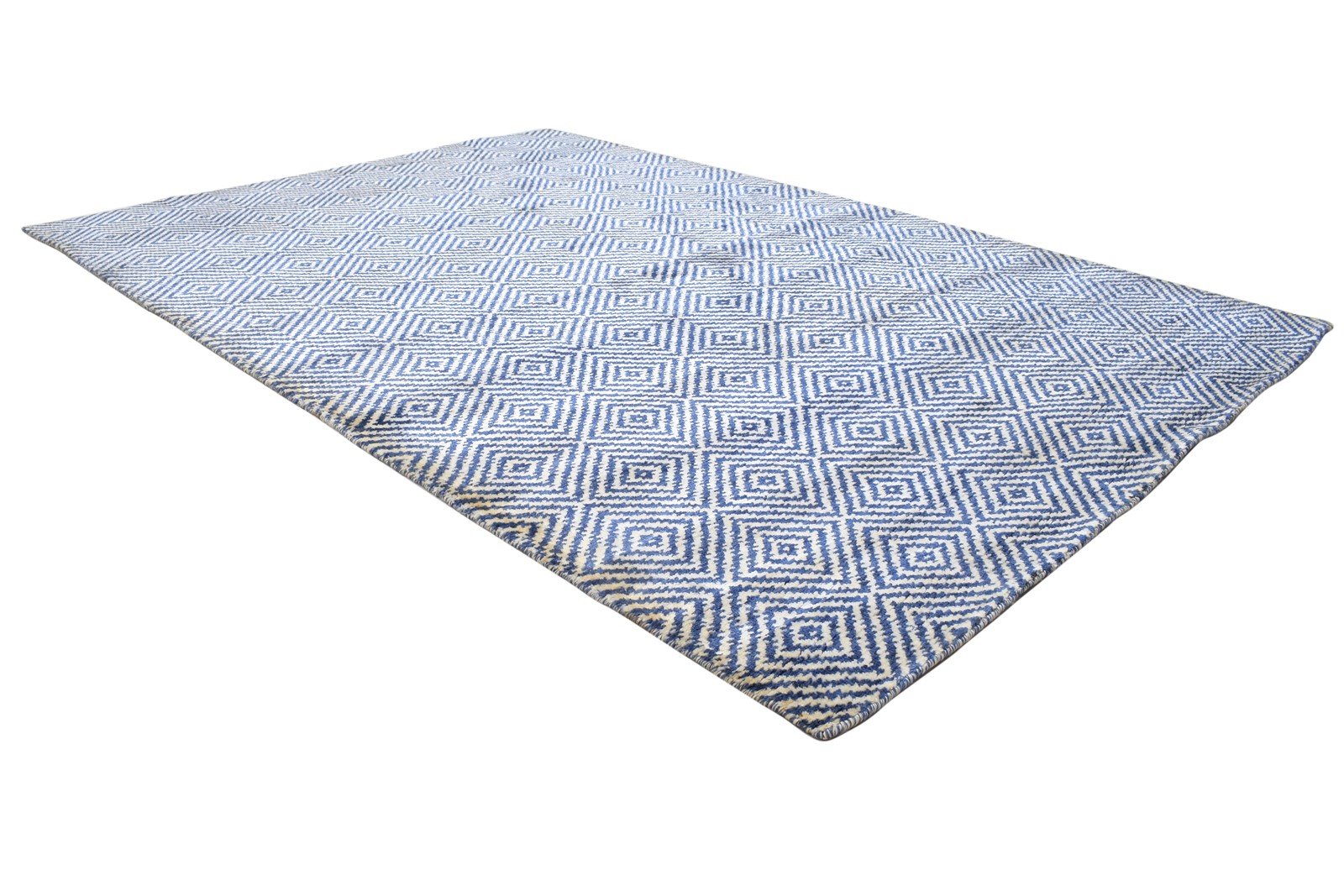 Grey Wool / Silk Rug 4X6 Modern Hand Woven Scandinavian Diamond Room Size  Area Rug 