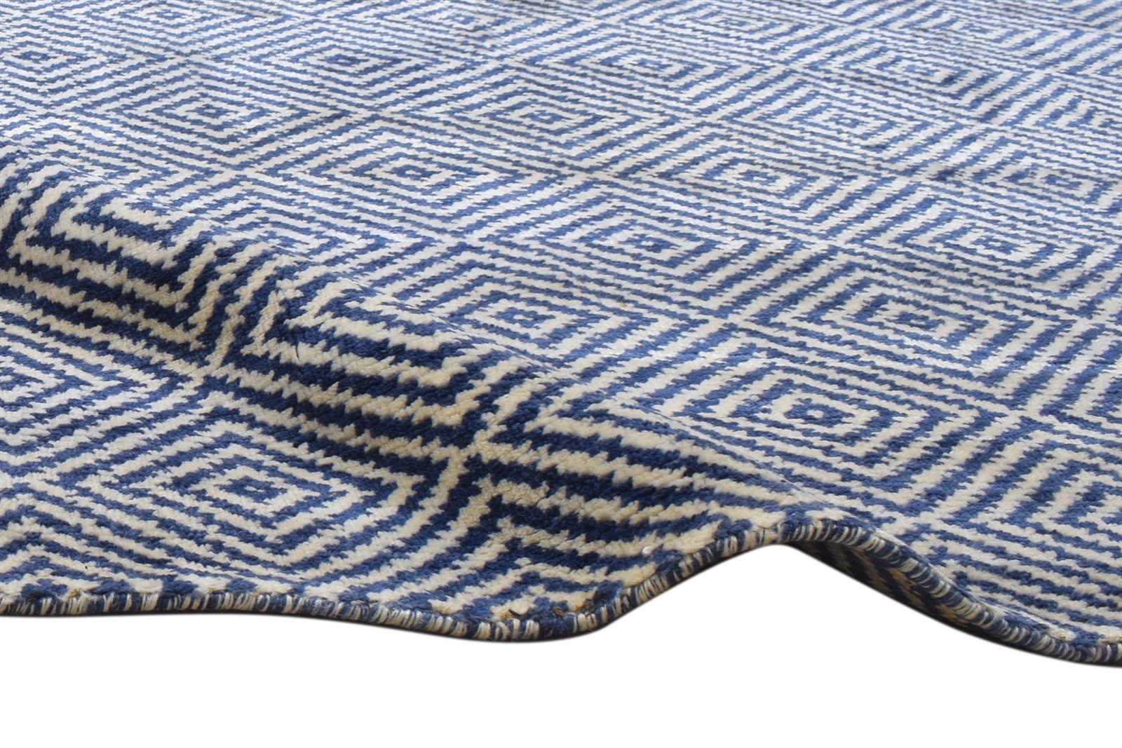 Grey Wool / Silk Rug 4X6 Modern Hand Woven Scandinavian Diamond Room Size  Area Rug 