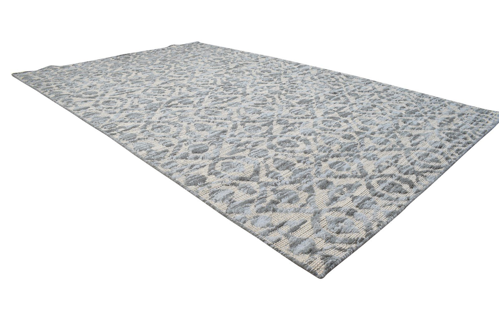 5' X 8' Rug Wool Grey Modern Hand Knotted Scandinavian Trellis Room Size Carpet 