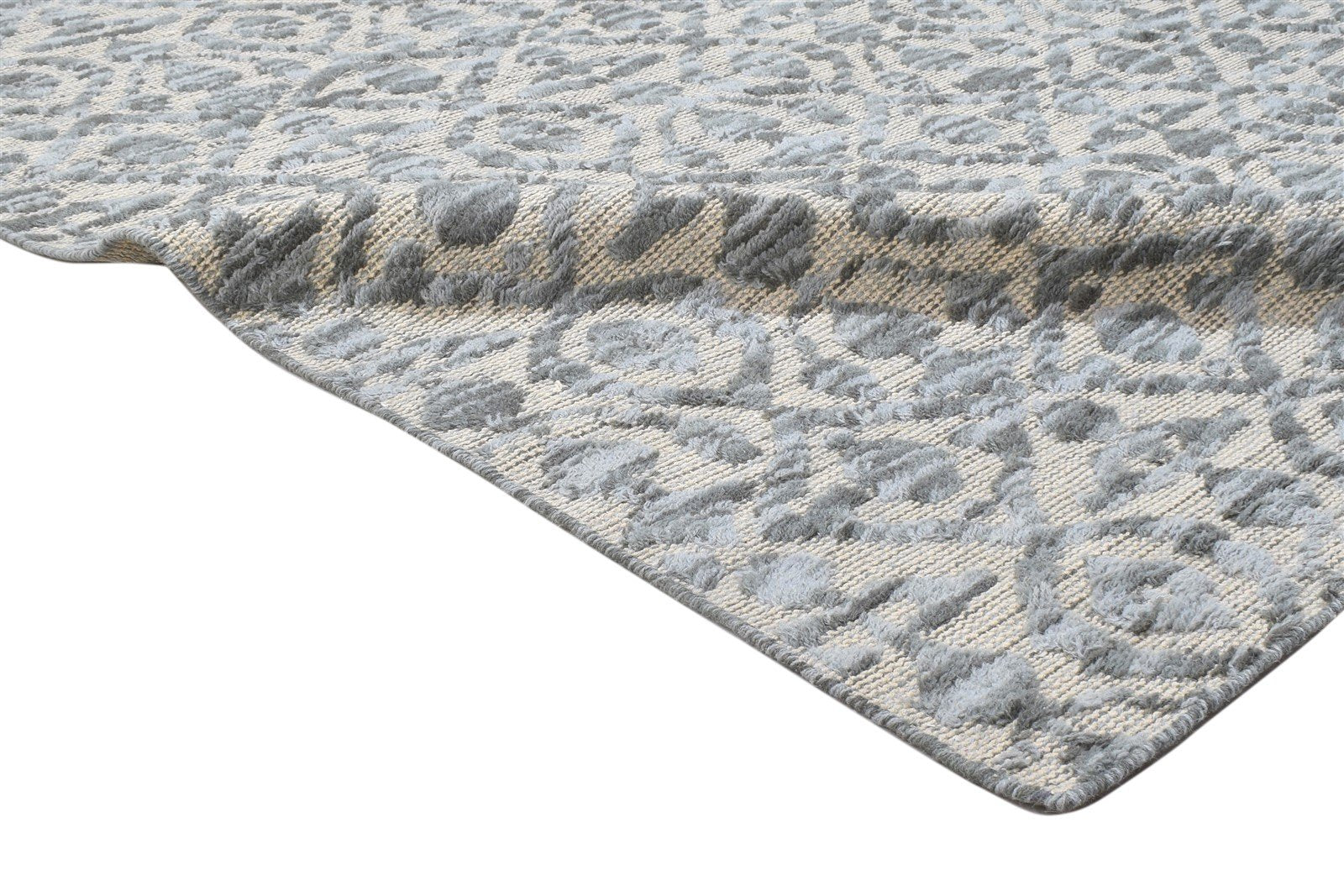 5' X 8' Rug Wool Grey Modern Hand Knotted Scandinavian Trellis Room Size Carpet  Area Rug 