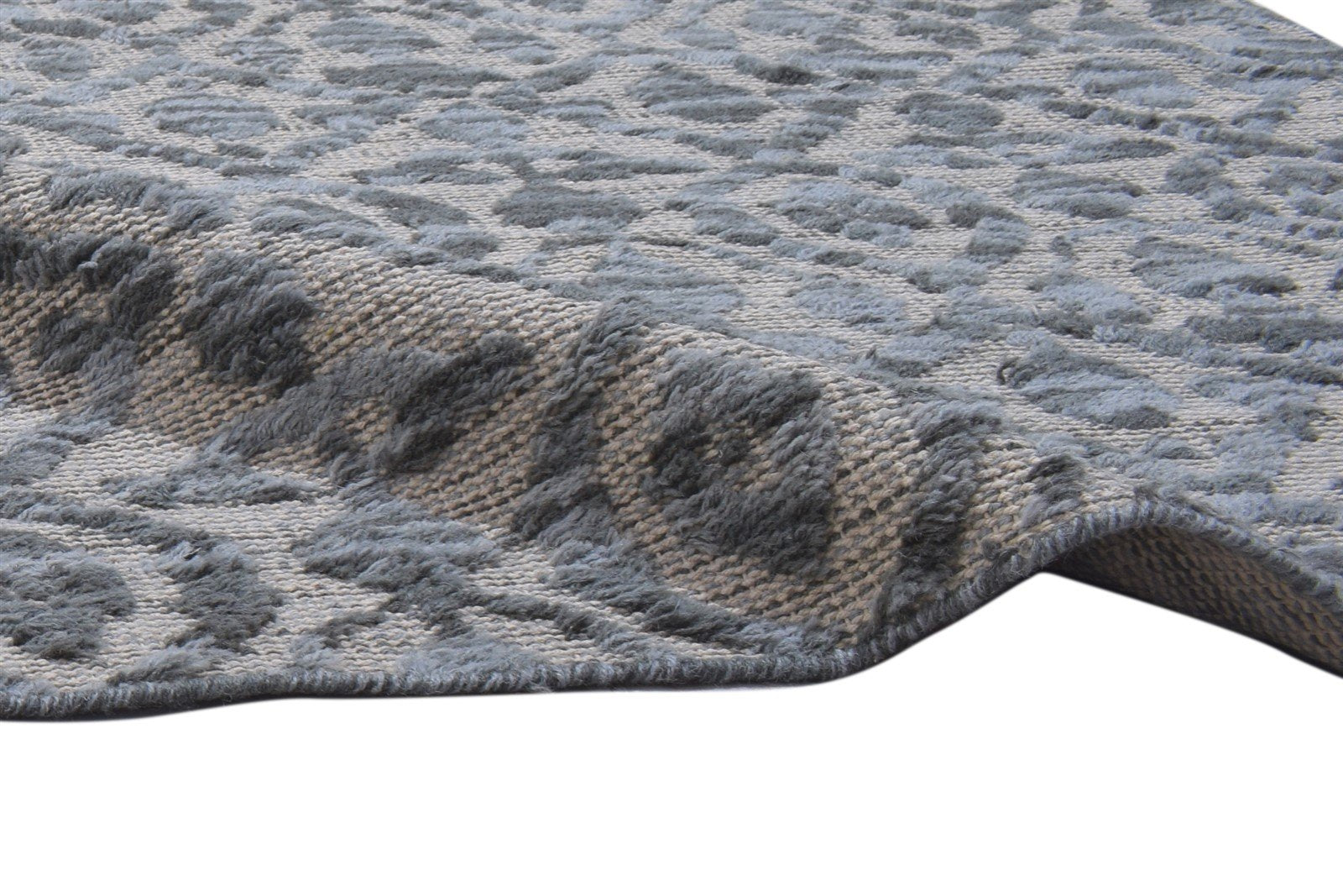 5' X 8' Rug Wool Grey Modern Hand Knotted Scandinavian Trellis Room Size Carpet  Area Rug 