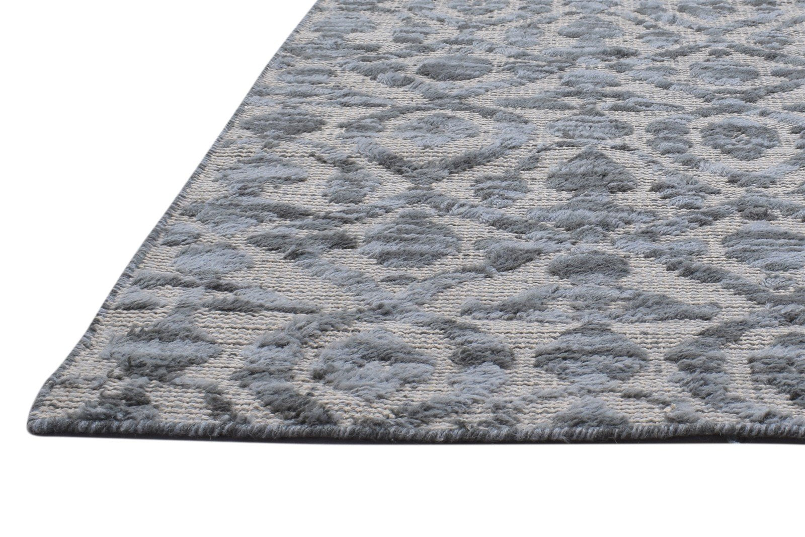 5' X 8' Rug Wool Grey Modern Hand Knotted Scandinavian Trellis Room Size Carpet  Area Rug 