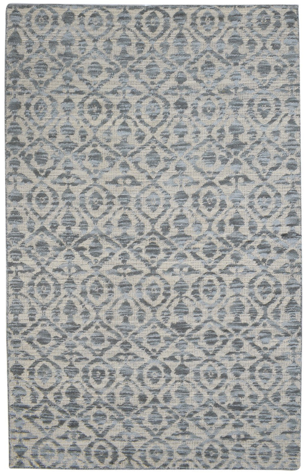 5' X 8' Rug Wool Grey Modern Hand Knotted Scandinavian Trellis Room Size Carpet 