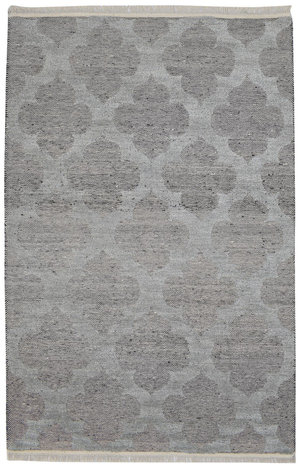 Hand Knotted Grey Wool Rug 5' X 8' Modern French Damask Room Size Carpet 