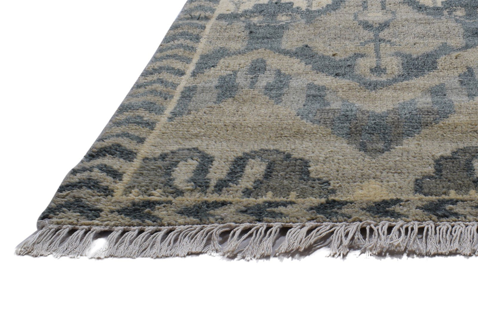 Grey Wool Rug 5' X 8' Modern Hand Knotted Indian Ikat Room Size Carpet  Area Rug 
