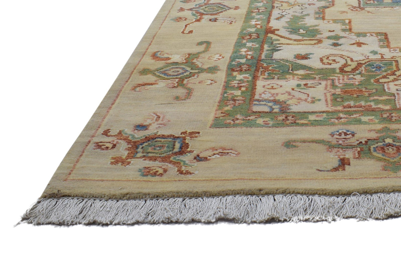 Wool / Silk Beige Rug 5X7 Persian Hand Knotted Oushak Oriental Room Size Carpet 