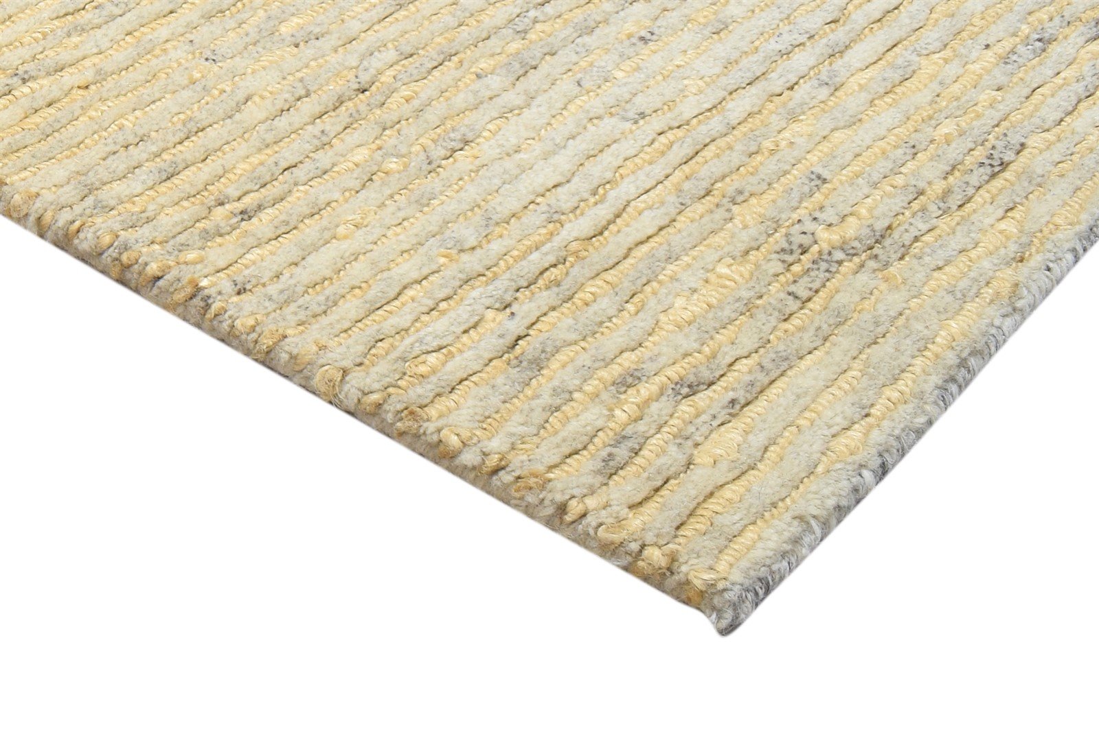 Beige Wool / Jute Rug 2X3 Modern Hand Knotted Scandinavian Solid Small Carpet 