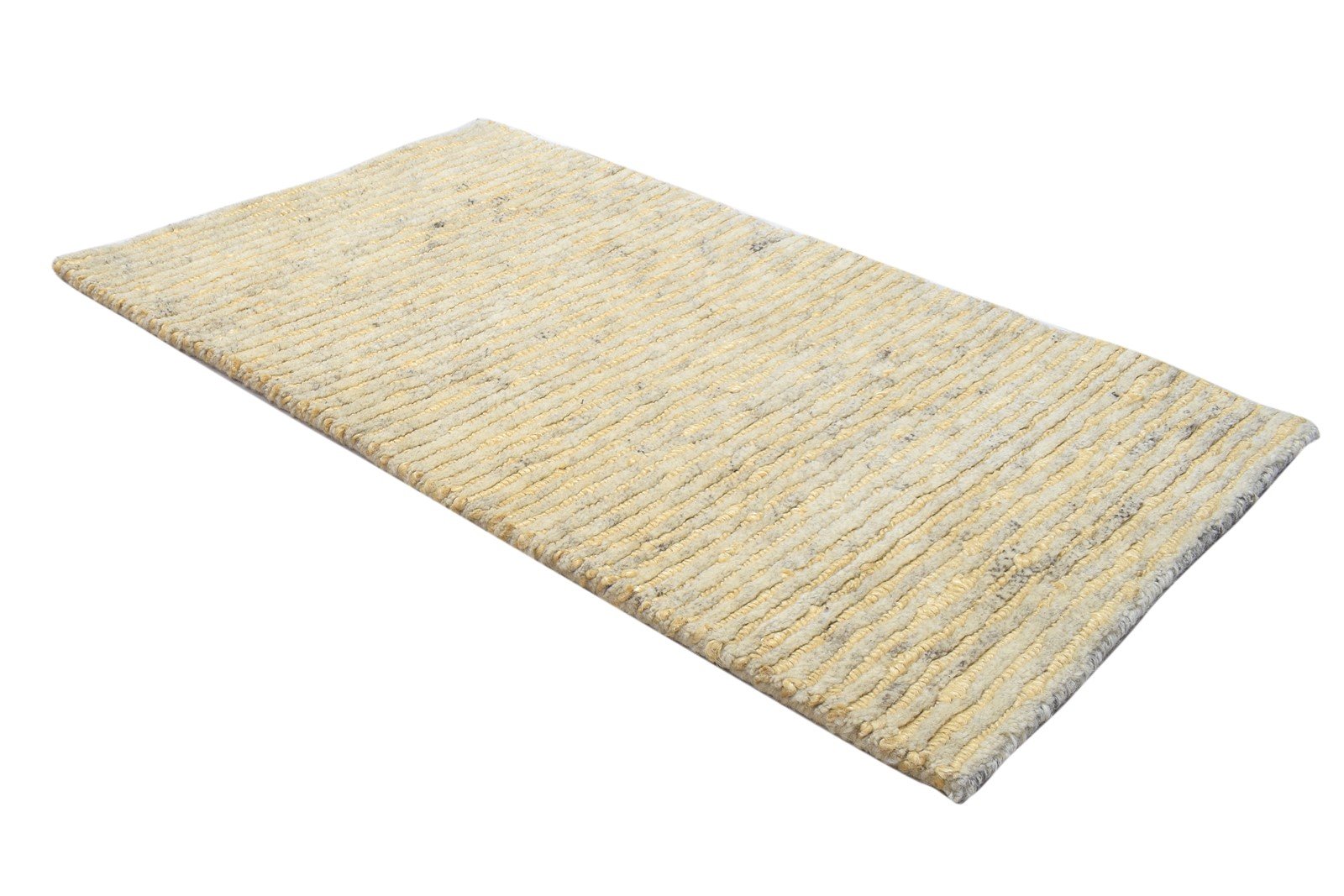 Beige Wool / Jute Rug 2X3 Modern Hand Knotted Scandinavian Solid Small Carpet 