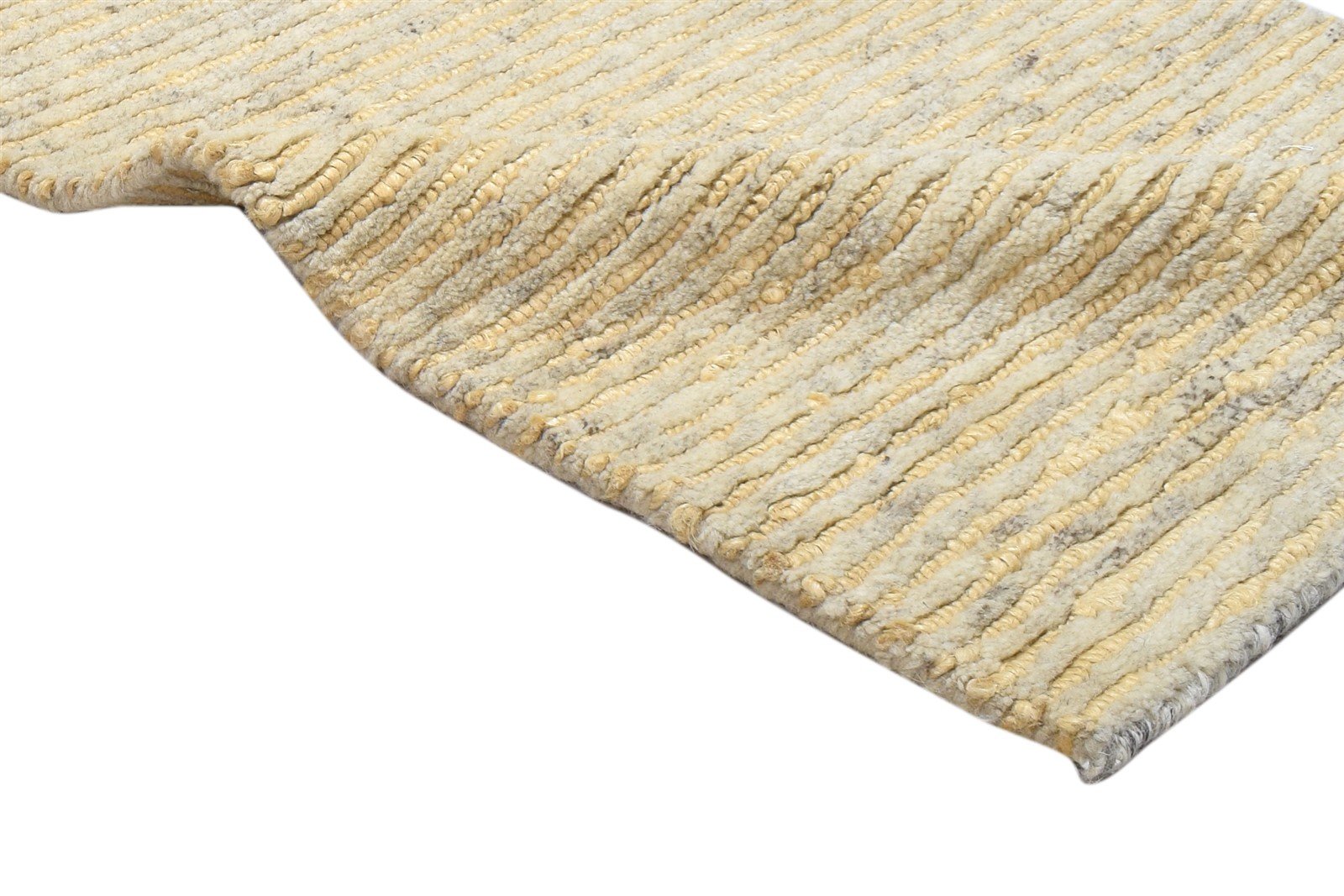 Beige Wool / Jute Rug 2X3 Modern Hand Knotted Scandinavian Solid Small Carpet 