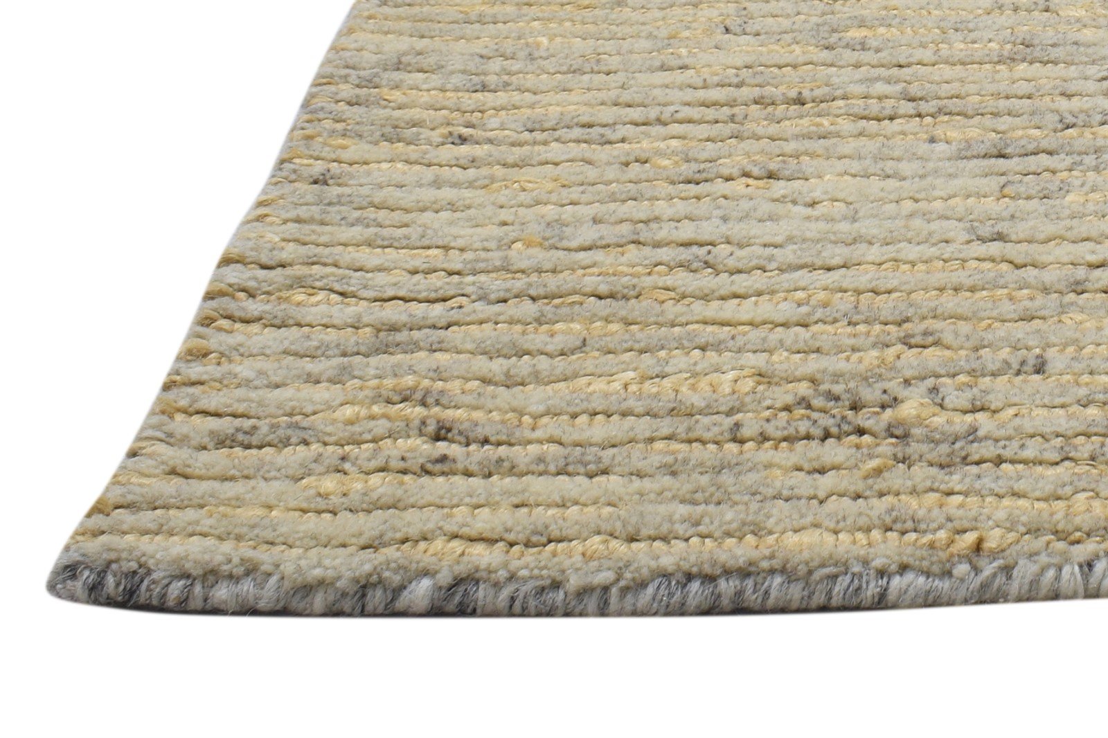 Beige Wool / Jute Rug 2X3 Modern Hand Knotted Scandinavian Solid Small Carpet