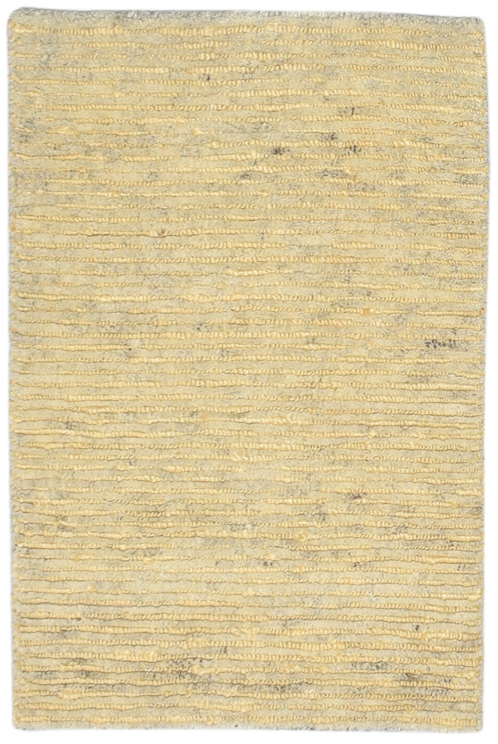 Beige Wool / Jute Rug 2X3 Modern Hand Knotted Scandinavian Solid Small Carpet