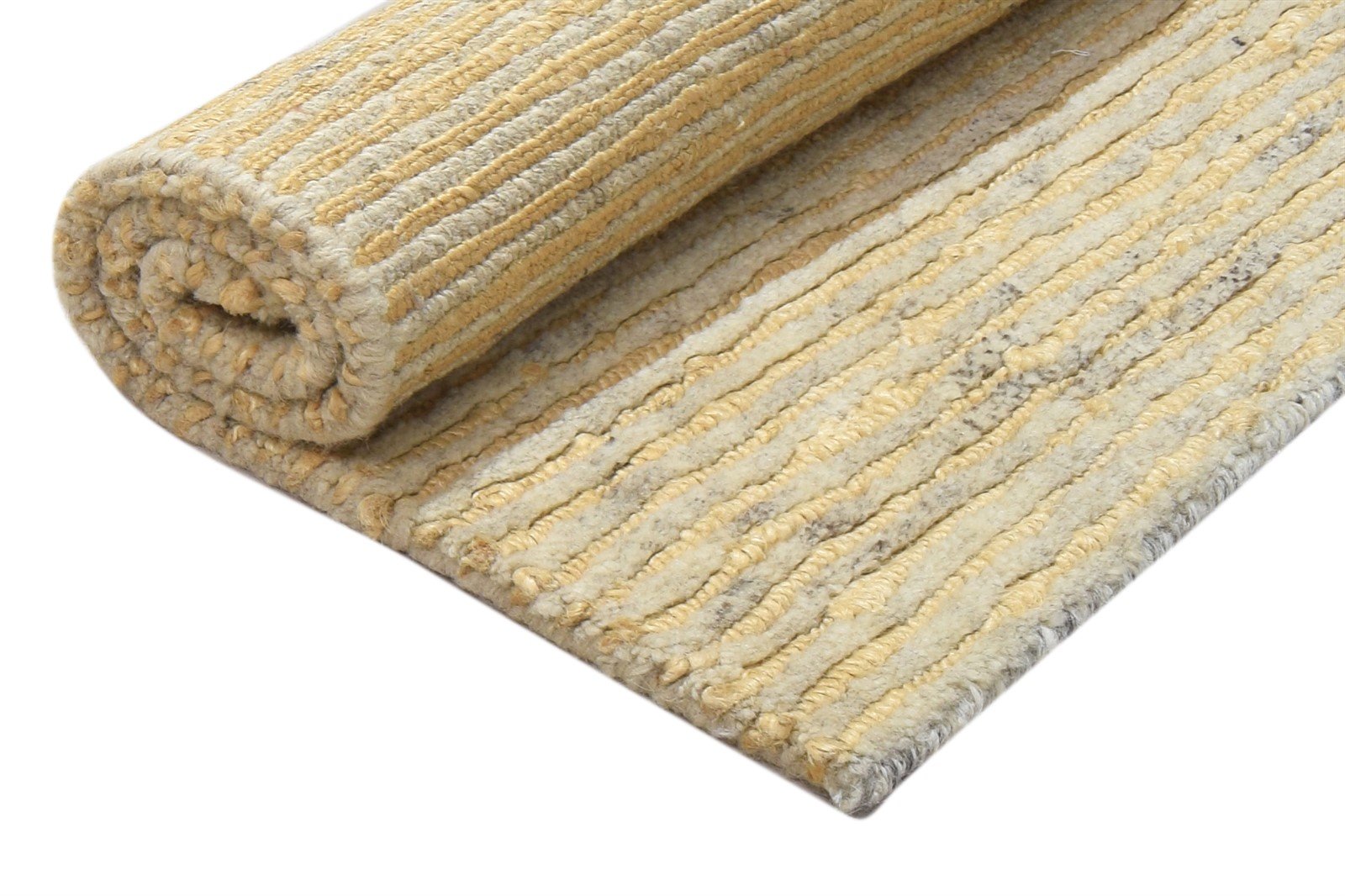 Beige Wool / Jute Rug 2X3 Modern Hand Knotted Scandinavian Solid Small Carpet 