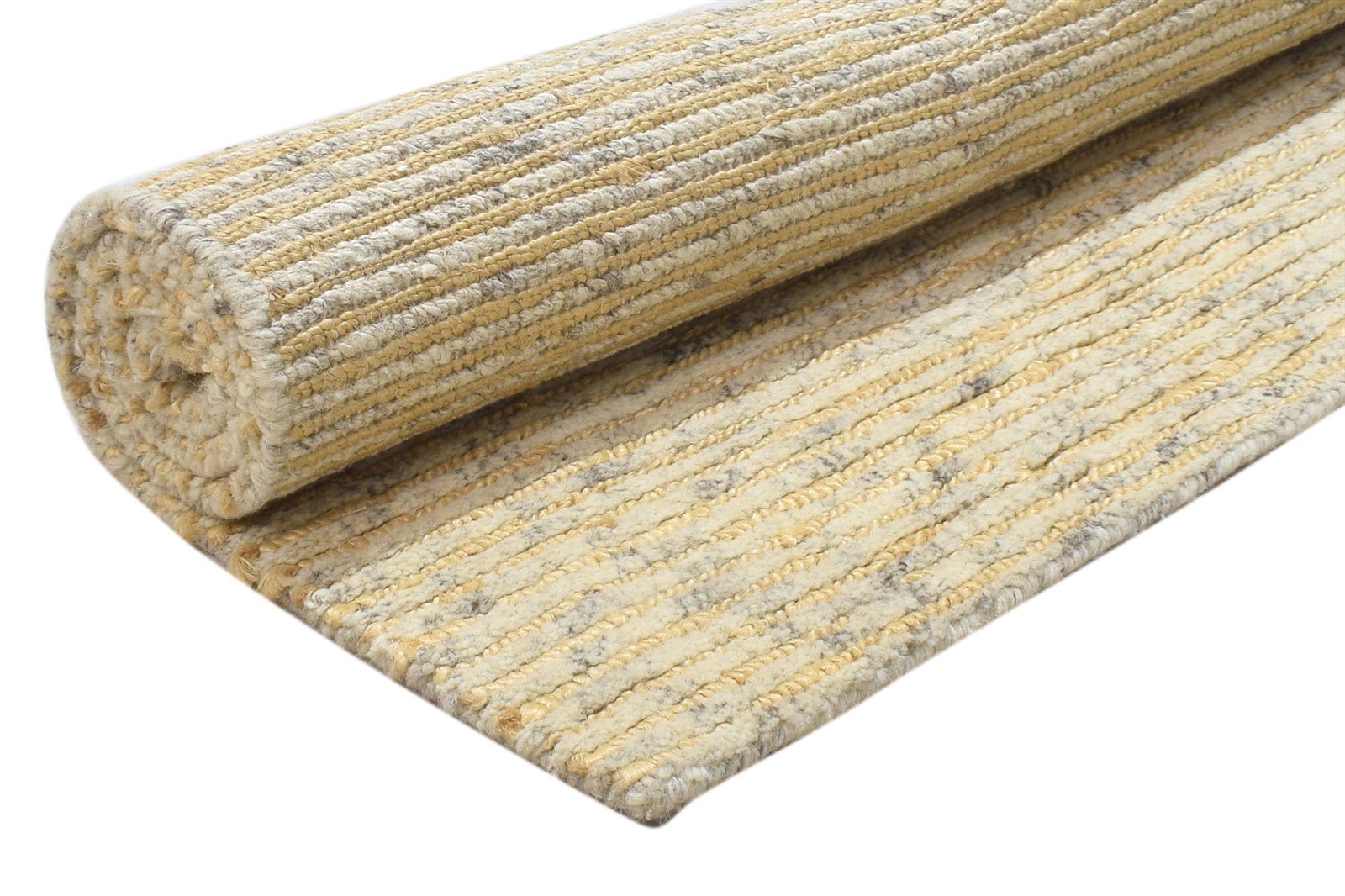 2'6"x4 Rug Wool / Jute Beige Modern Hand Knotted Scandinavian Striped Small Carpet 