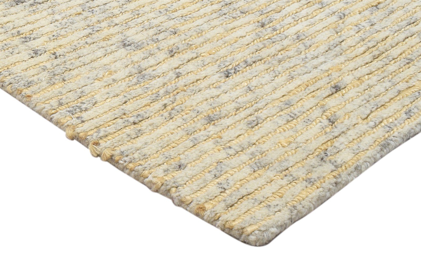 2'6"x4 Rug Wool / Jute Beige Modern Hand Knotted Scandinavian Striped Small Carpet 