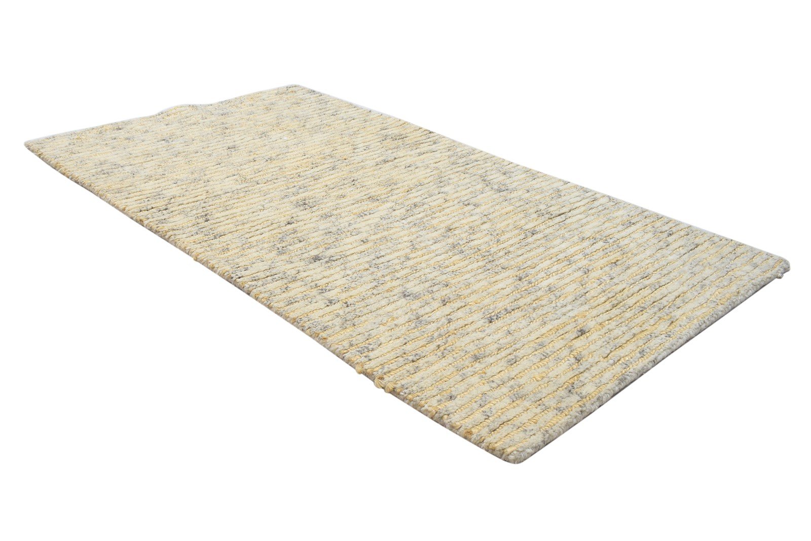 2'6"x4 Rug Wool / Jute Beige Modern Hand Knotted Scandinavian Striped Small Carpet 