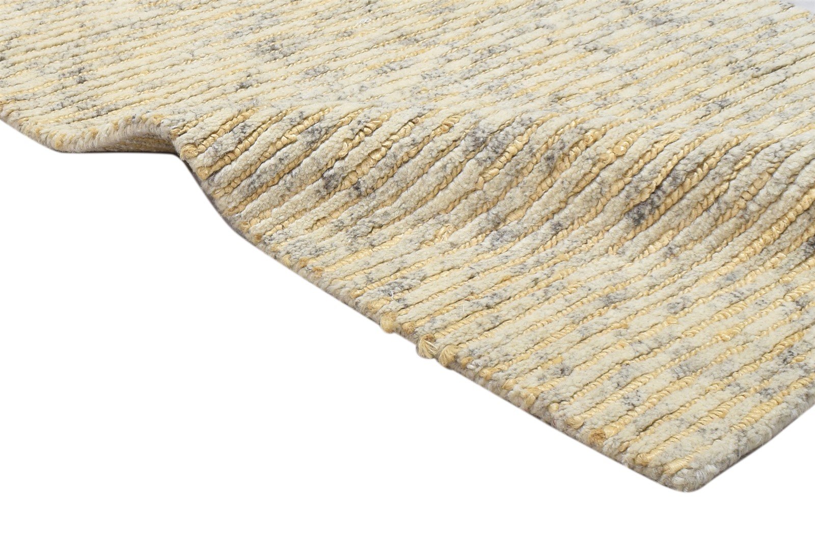 2'6"x4 Rug Wool / Jute Beige Modern Hand Knotted Scandinavian Striped Small Carpet 