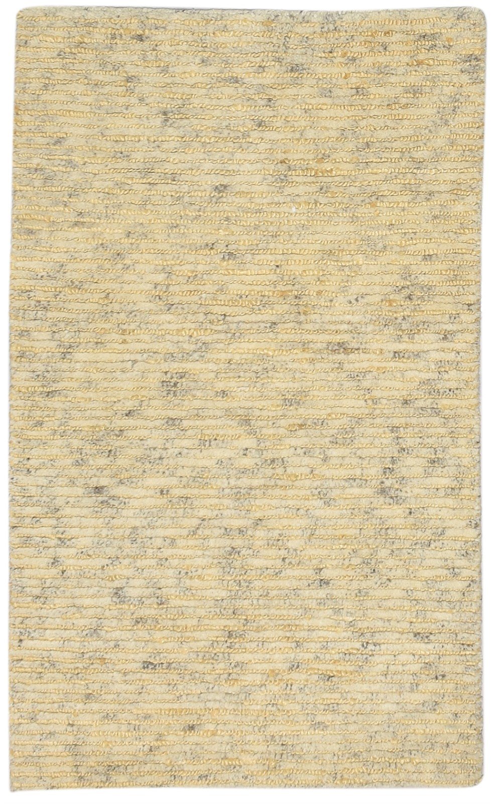 2'6"x4 Rug Wool / Jute Beige Modern Hand Knotted Scandinavian Striped Small Carpet 