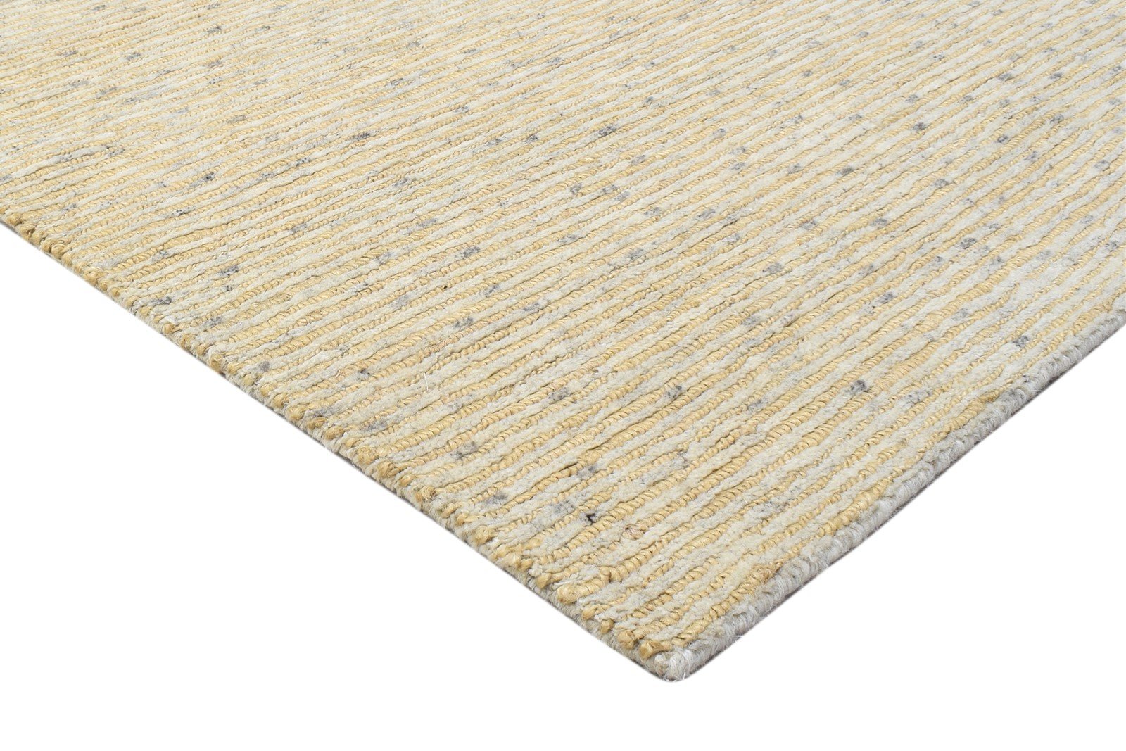 Beige Wool / Jute Rug 5X8 Modern Hand Knotted Scandinavian Striped Room Size 