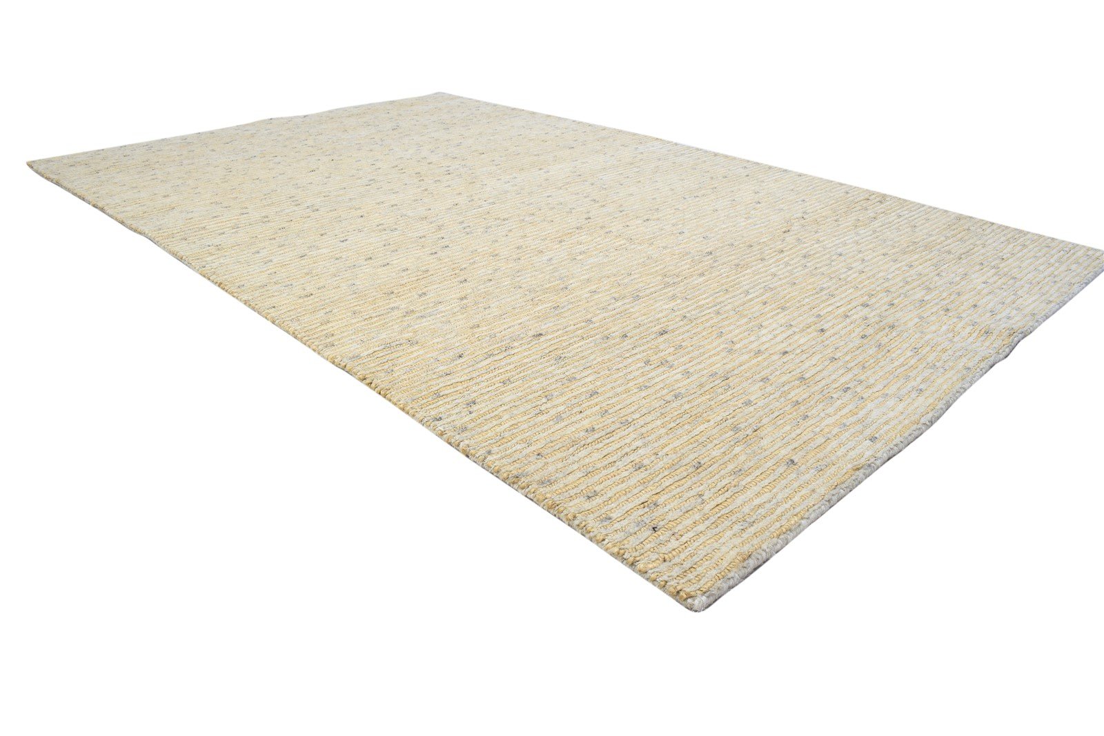 Beige Wool / Jute Rug 5X8 Modern Hand Knotted Scandinavian Striped Room Size 