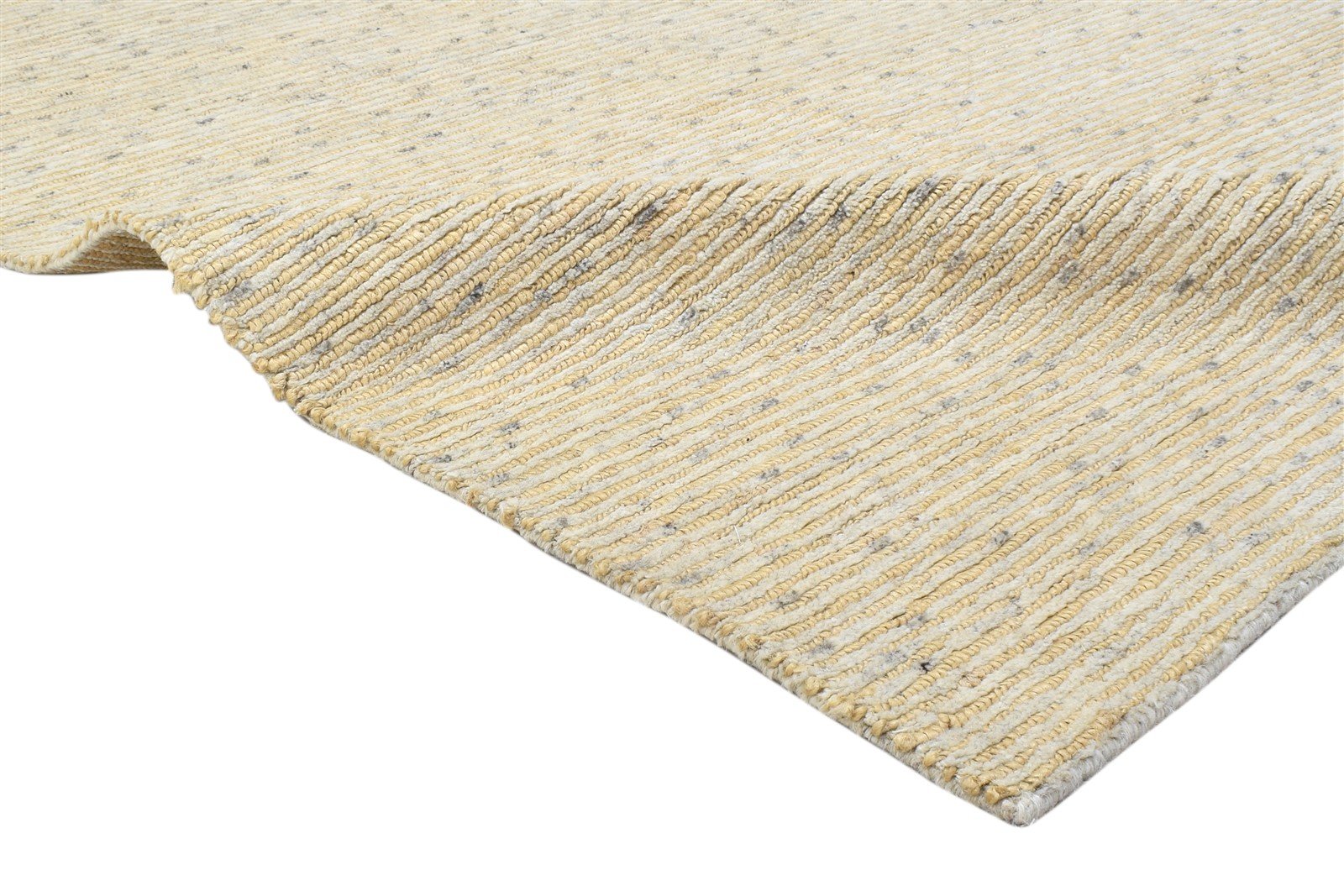 Beige Wool / Jute Rug 5X8 Modern Hand Knotted Scandinavian Striped Room Size 