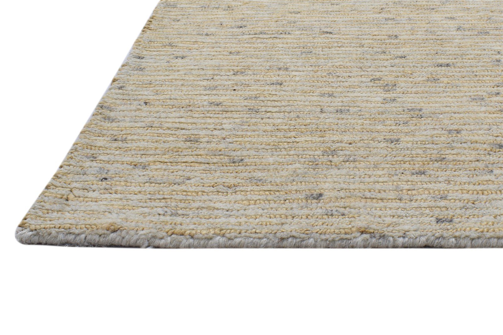 Beige Wool / Jute Rug 5X8 Modern Hand Knotted Scandinavian Striped Room Size