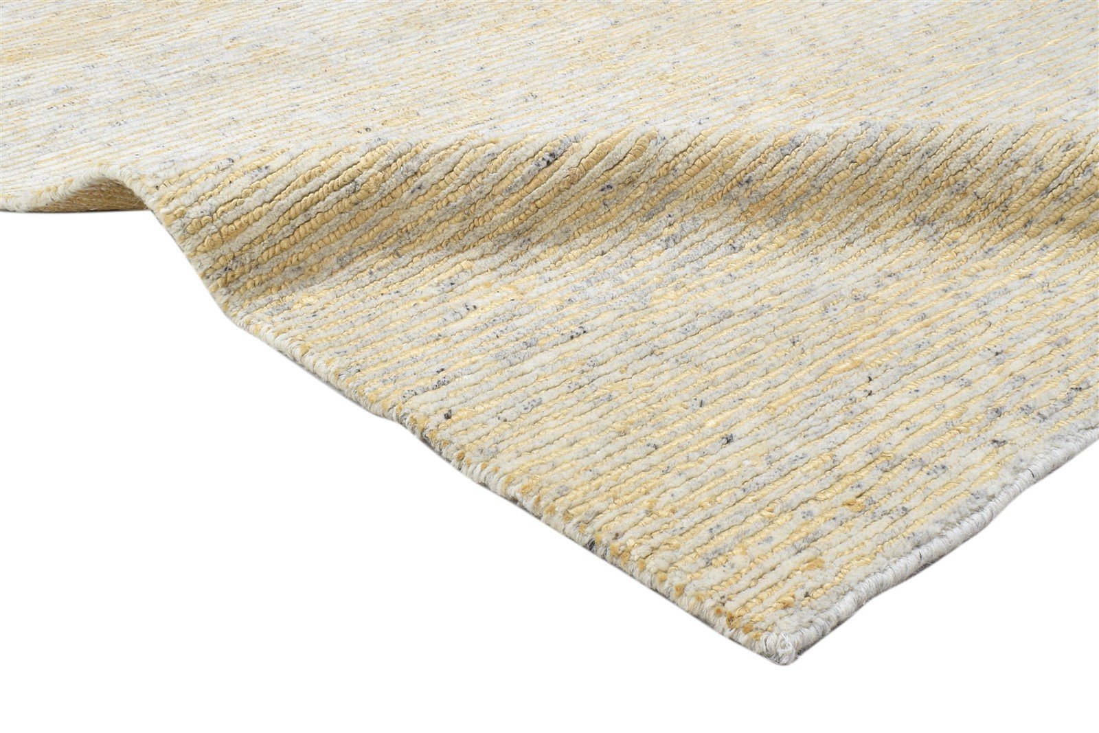 Wool / Jute Beige Rug 5X8 Modern Hand Knotted Scandinavian Striped Room Size 