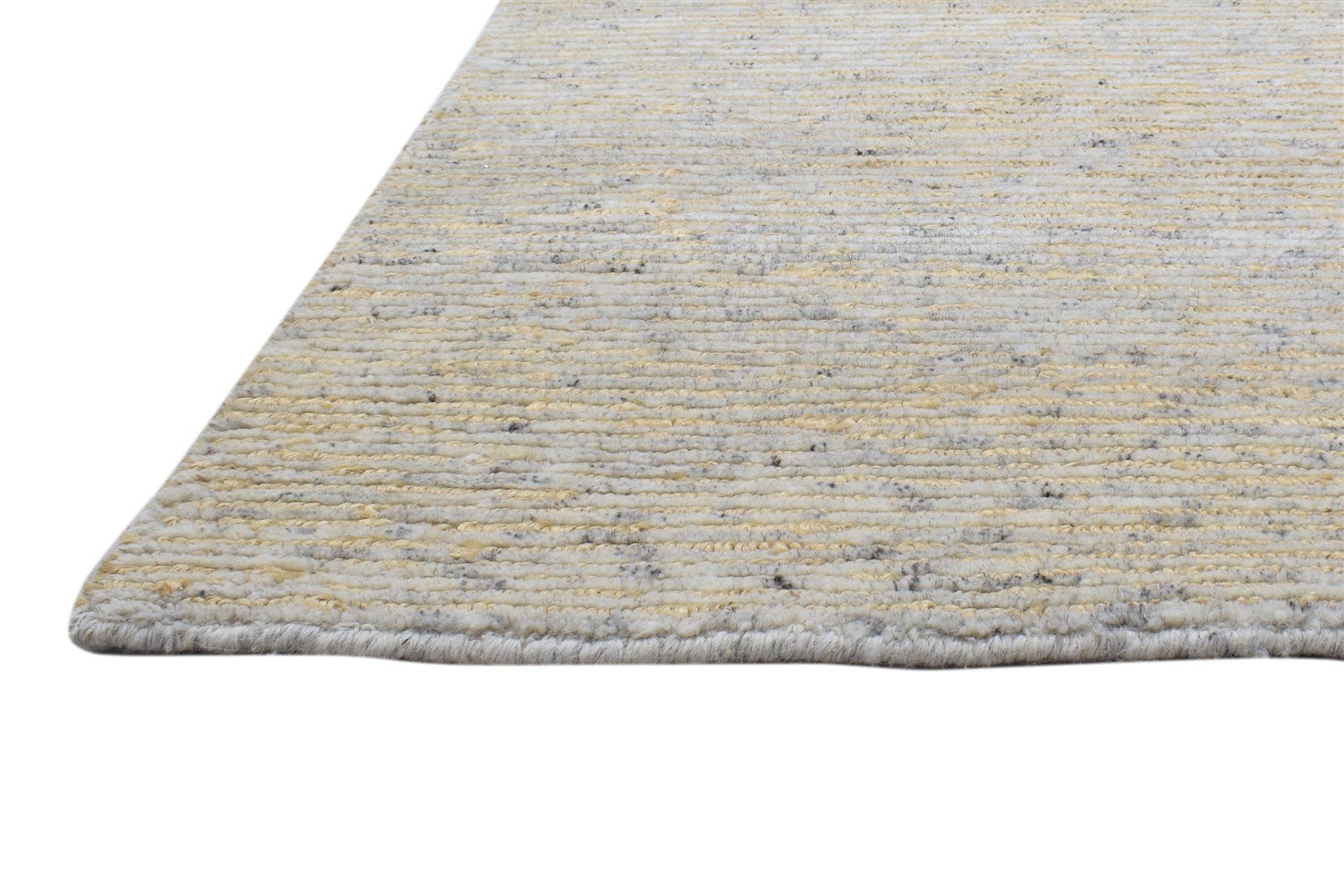 Wool / Jute Beige Rug 5X8 Modern Hand Knotted Scandinavian Striped Room Size 