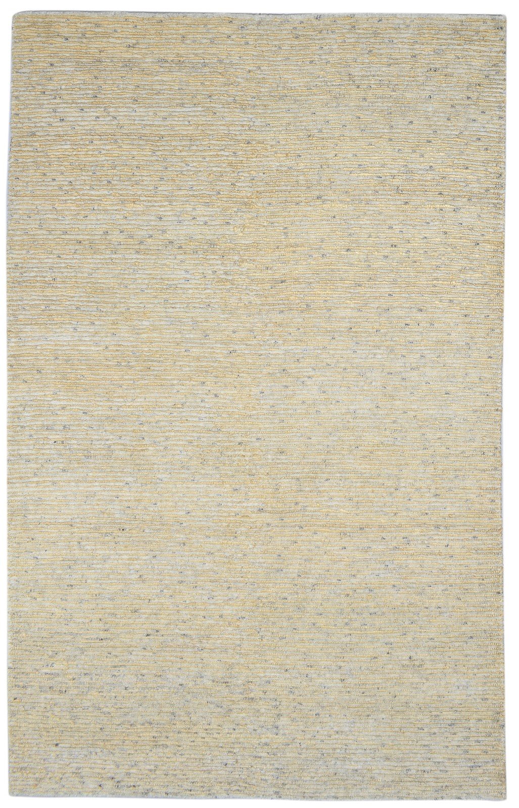 Wool / Jute Beige Rug 5X8 Modern Hand Knotted Scandinavian Striped Room Size 