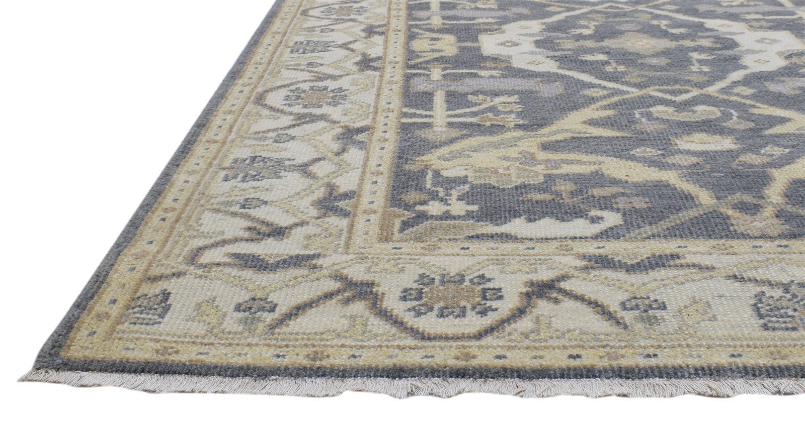 Hand Knotted Charcoal Wool Rug 4' X 6' Persian Oushak Oriental Room Size Carpet 