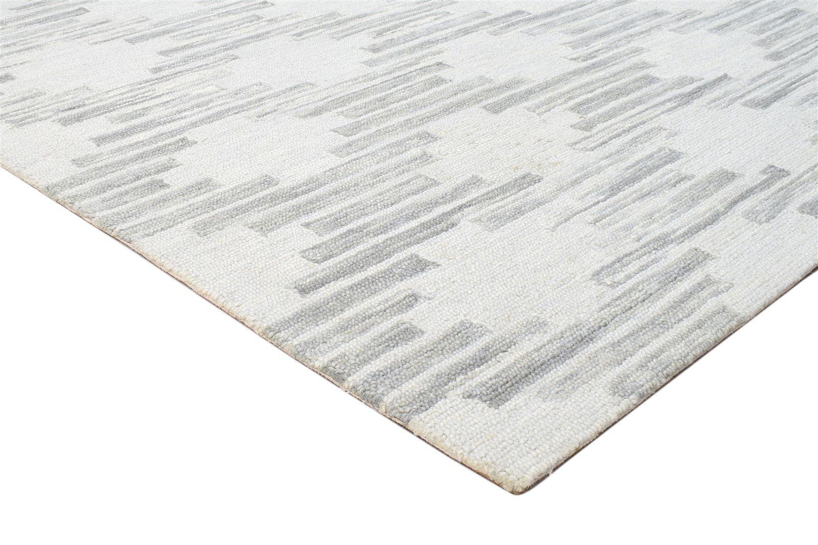 Hand Tufted Grey Wool Rug 5' X 8' Modern Scandinavian Diamond Room Size Carpet 