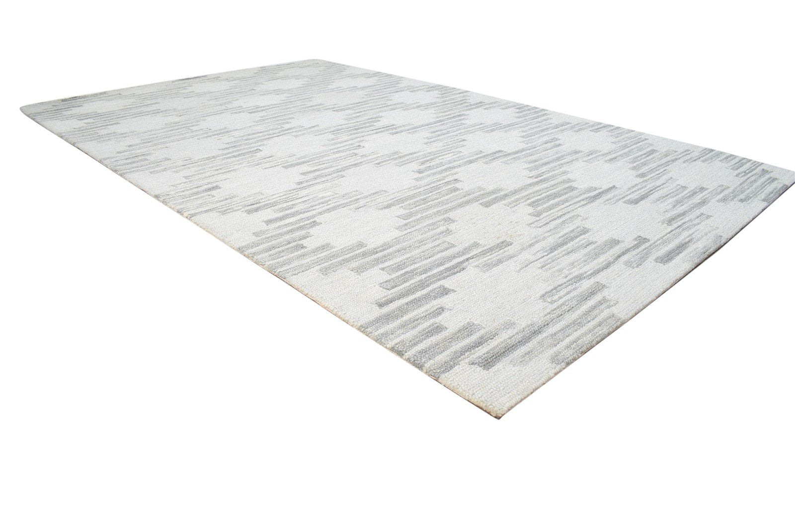 Hand Tufted Grey Wool Rug 5' X 8' Modern Scandinavian Diamond Room Size Carpet 