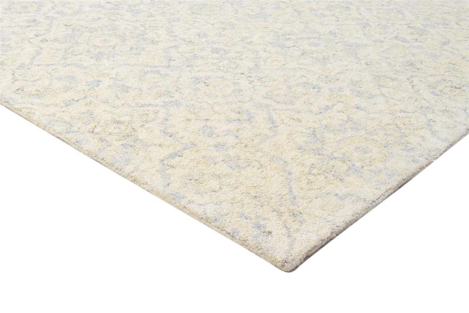 Hand Tufted Beige Wool Rug 5' X 8' Modern French Floral Room Size Carpet 