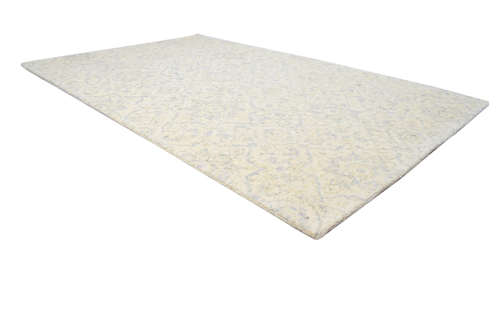 Hand Tufted Beige Wool Rug 5' X 8' Modern French Floral Room Size Carpet 