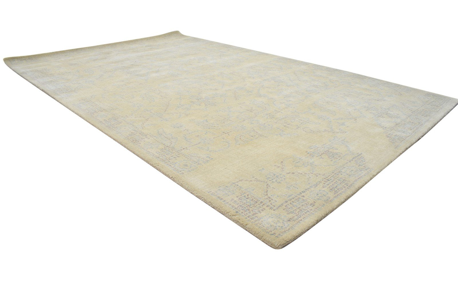 Beige Wool Rug 5' X 8' Modern Hand Tufted Oushak Floral Room Size Carpet 