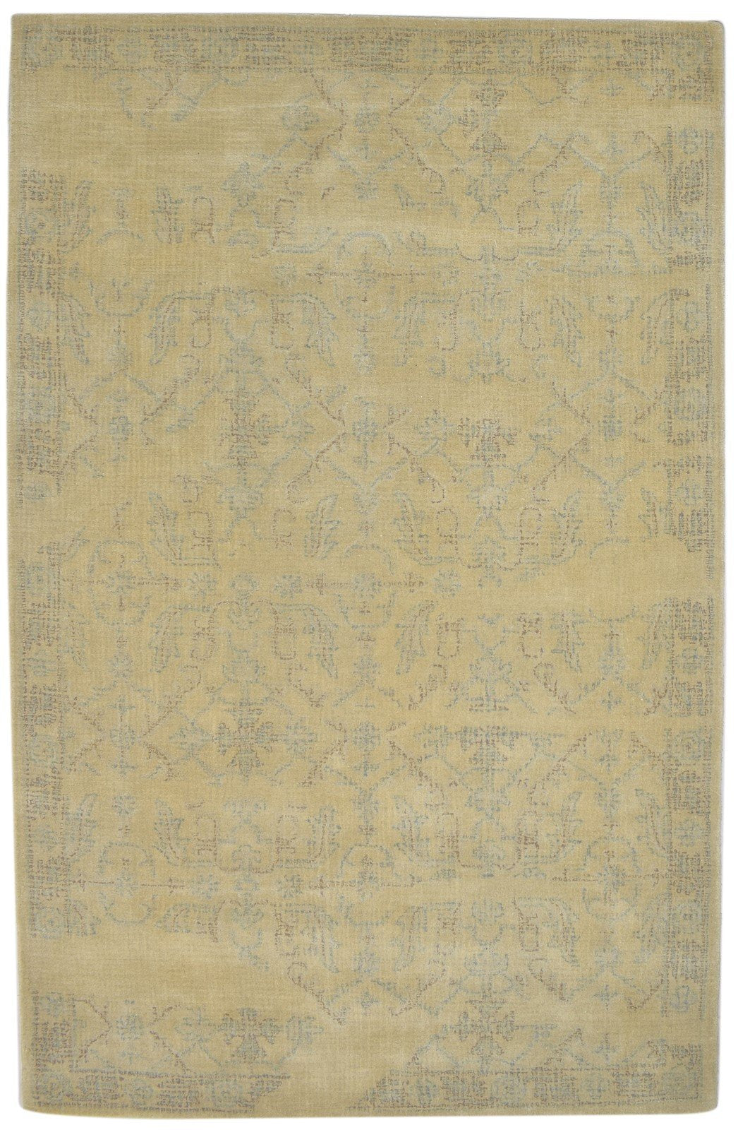 Beige Wool Rug 5' X 8' Modern Hand Tufted Oushak Floral Room Size Carpet 