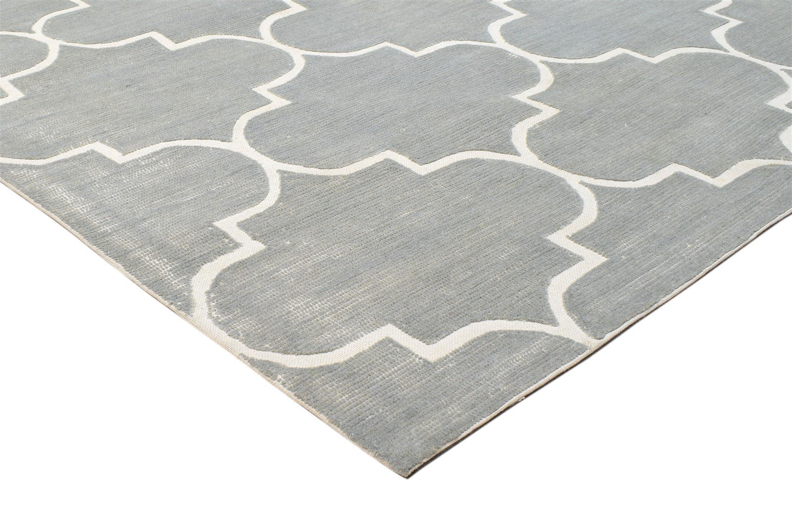 Grey Wool Rug 5' X 8' Modern Hand Tufted Moroccan Scroll Tile Room Size Carpet 