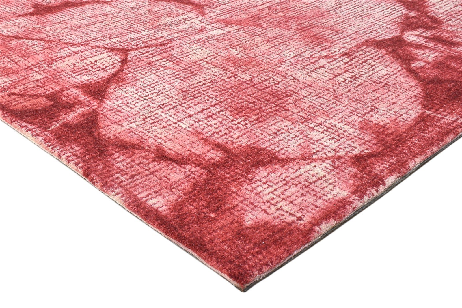 Hand Tufted Red Wool Rug 5' X 8' Modern Shibori Tie Dye Room Size Carpet 