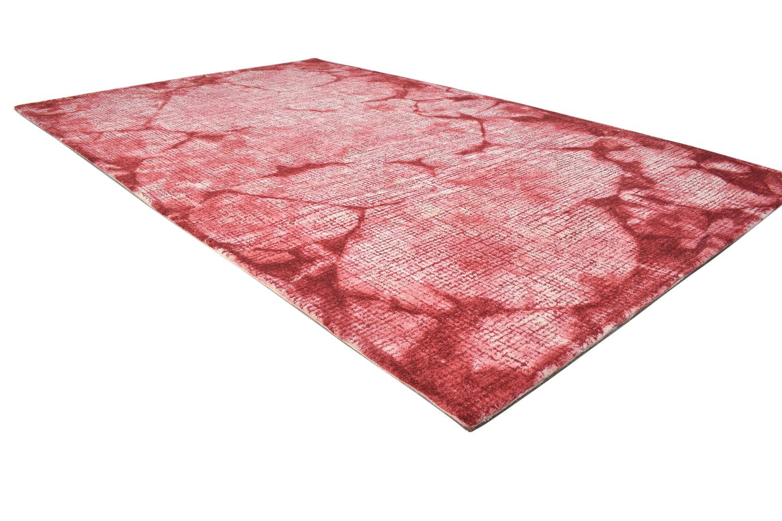 Hand Tufted Red Wool Rug 5' X 8' Modern Shibori Tie Dye Room Size Carpet 