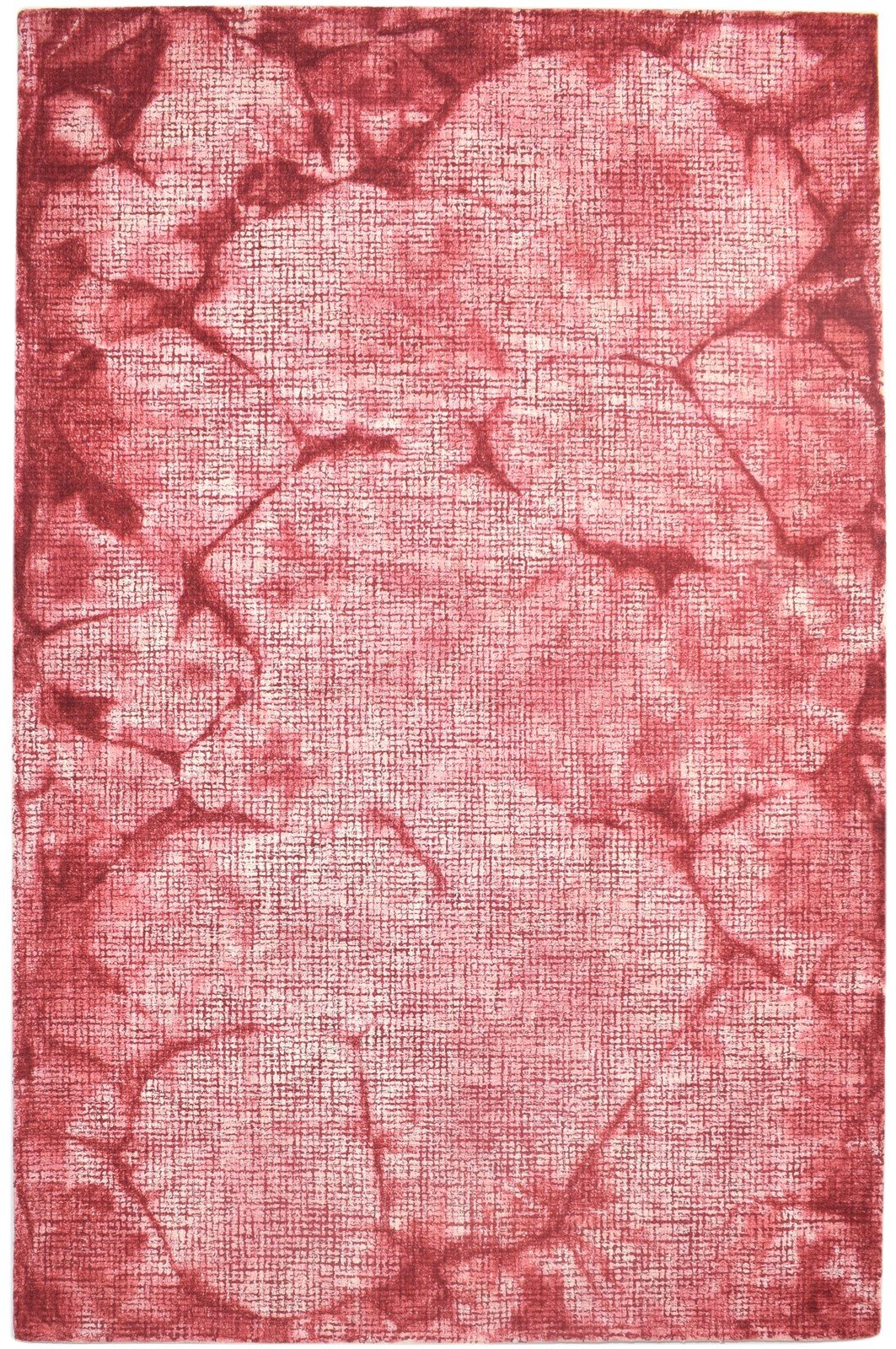 Hand Tufted Red Wool Rug 5' X 8' Modern Shibori Tie Dye Room Size Carpet