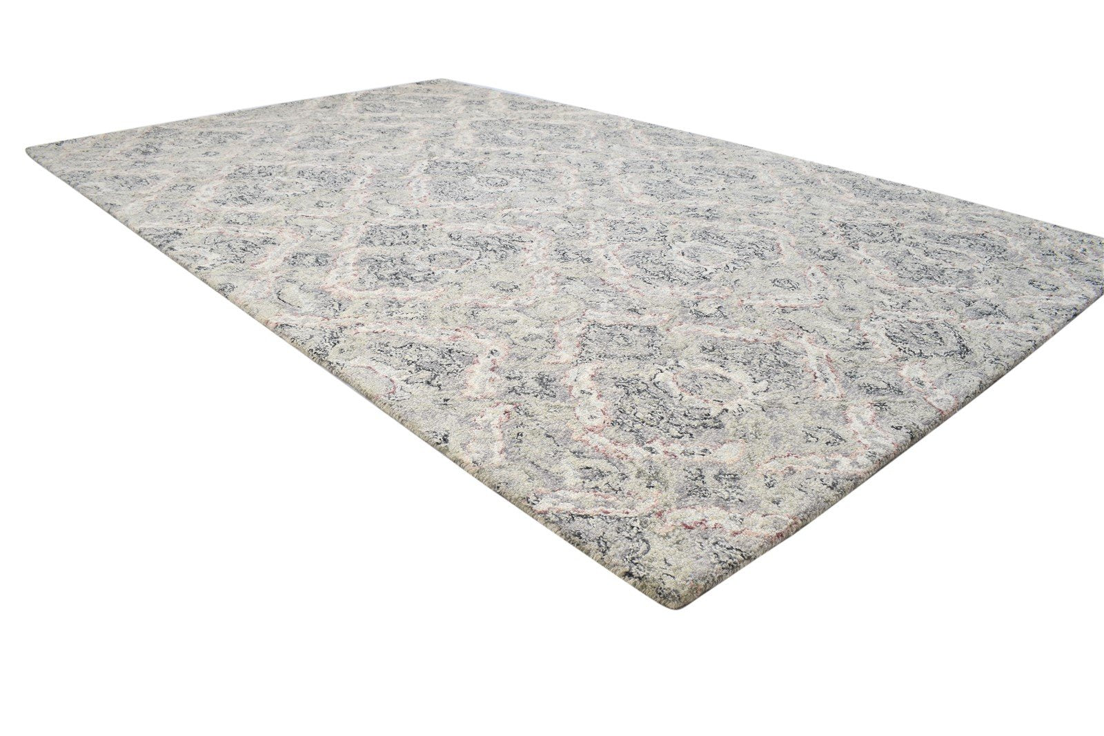 Wool Beige Rug 5' X 8' Modern Hand Tufted Turkish Damask Room Size Carpet 