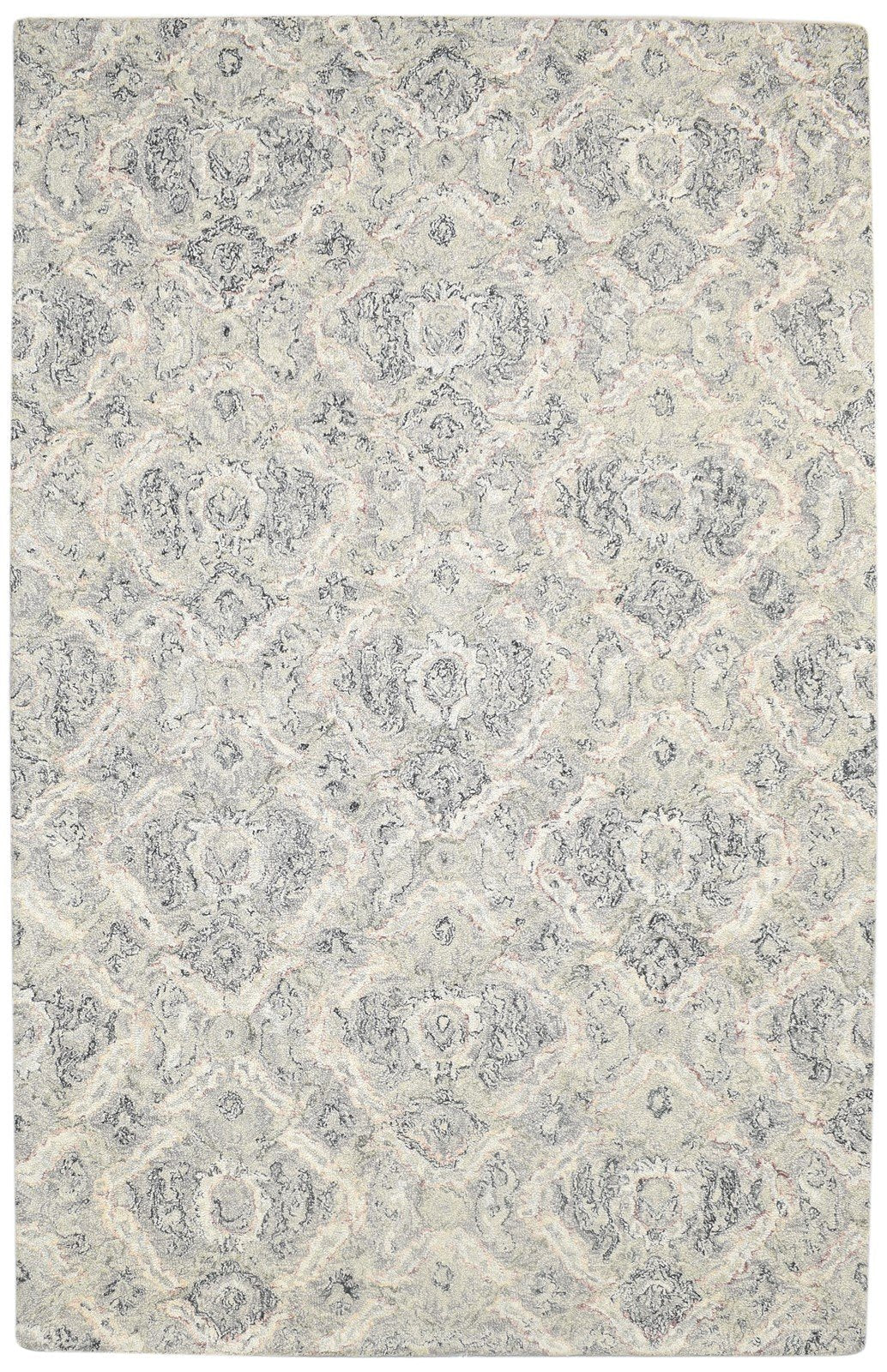 Wool Beige Rug 5' X 8' Modern Hand Tufted Turkish Damask Room Size Carpet 