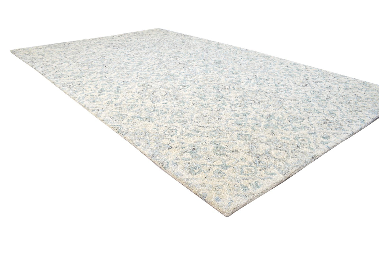 Wool Grey Rug 5' X 8' Modern Hand Tufted French Floral Room Size Carpet 