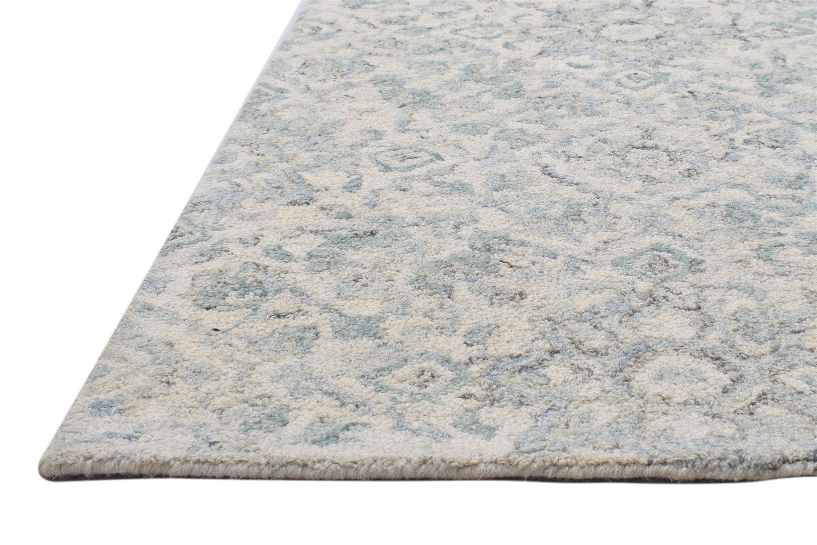 Wool Grey Rug 5' X 8' Modern Hand Tufted French Floral Room Size Carpet 