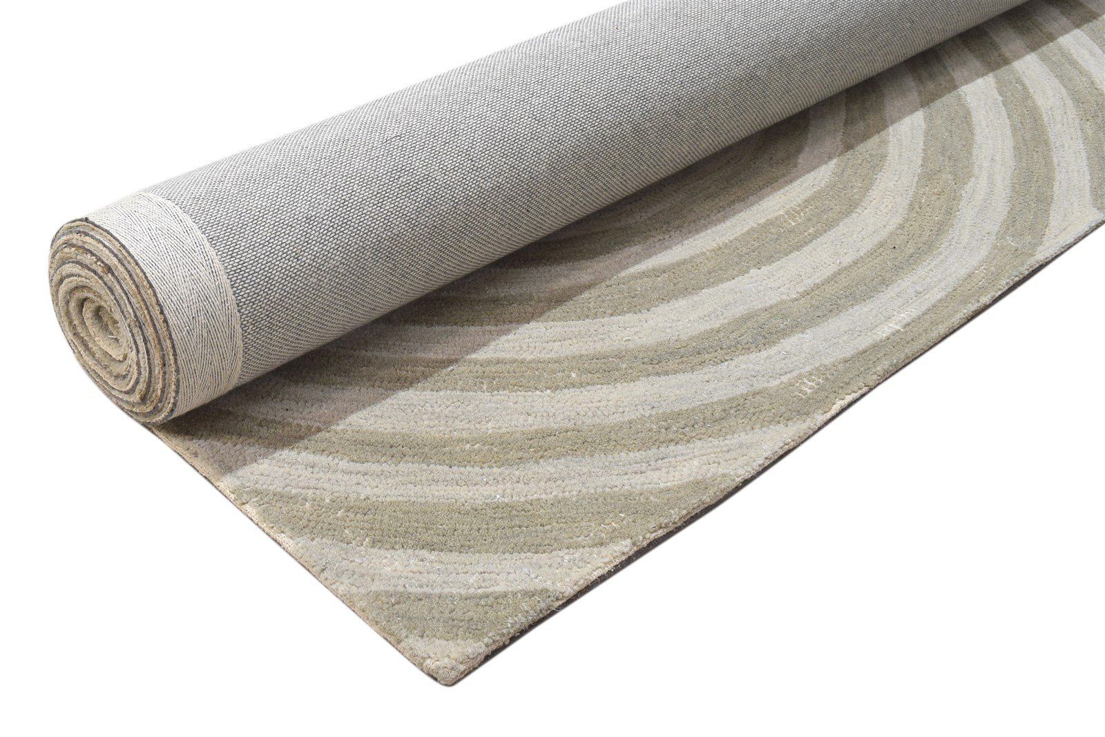 Sage Wool Rug 5' X 8' Modern Hand Tufted Scandinavian Swirls Room Size Carpet 