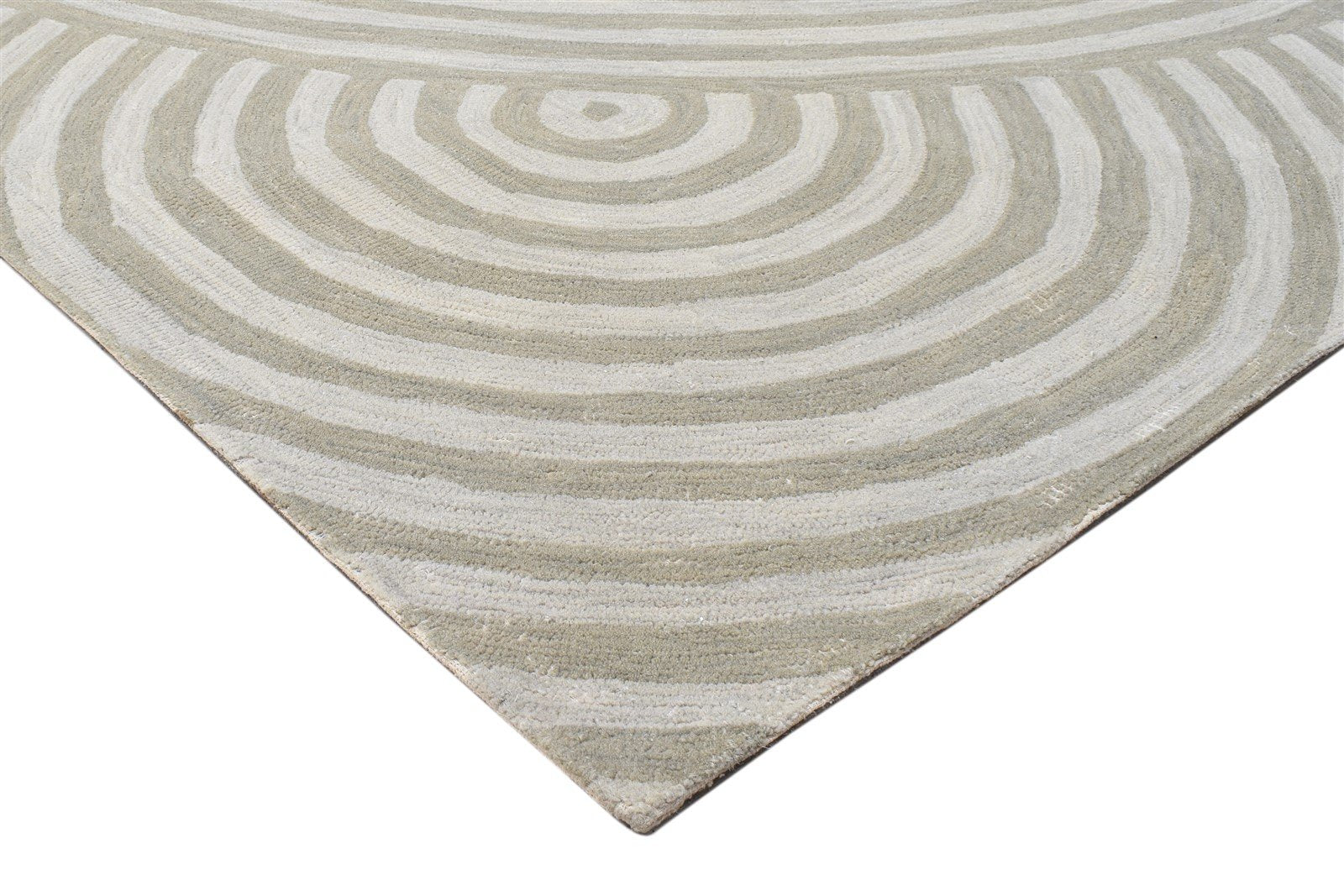 Sage Wool Rug 5' X 8' Modern Hand Tufted Scandinavian Swirls Room Size Carpet 